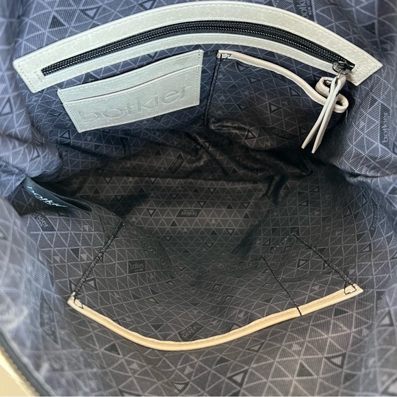 BOTKIER Logan Smooth Light Gray Leather Zip Detailed Hobo Shoulder Bag Tote - Picture 15 of 16